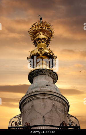 The  top of The Monument ,London,UK, shot at dusk. Stock Photo