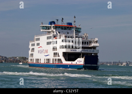 Wightlink ferry St. Clare in the Solent en route to Fishbourne from ...