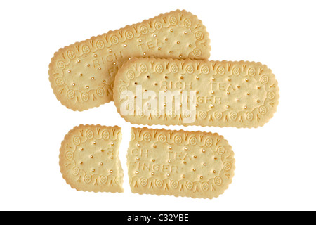 Three Rich Tea finger biscuits Stock Photo