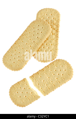 Three Rich Tea finger biscuits Stock Photo