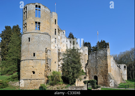 Ruins of the medieval fortress Beaufort Castle in Little Switzerland / Mullerthal, Grand Duchy of Luxembourg Stock Photo