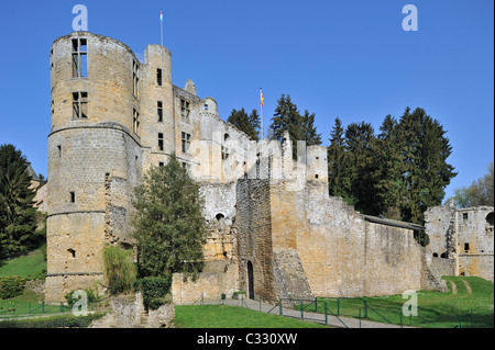 Ruins of the medieval fortress Beaufort Castle in Little Switzerland / Mullerthal, Grand Duchy of Luxembourg Stock Photo