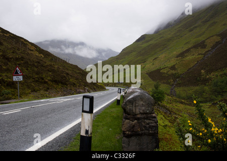 Mountain road in Scotland on a rainy day Stock Photo
