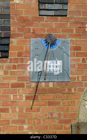 Sundial on the wall of the canal museum Foxton Locks, Leicestershire, UK Stock Photo