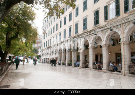 Corfu, Greece. October. The Liston Archade, French architecture in Corfu Town. Stock Photo