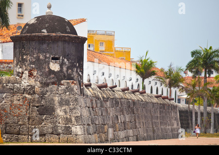 Old city walls, Cartagena, Colombia Stock Photo