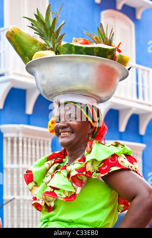 Fruit lady, old town Cartagena, Colombia Stock Photo