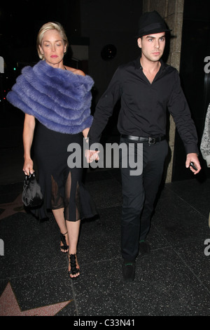 Sharon Stone and her boyfriend Chase Dreyfous outside Katsuya ...