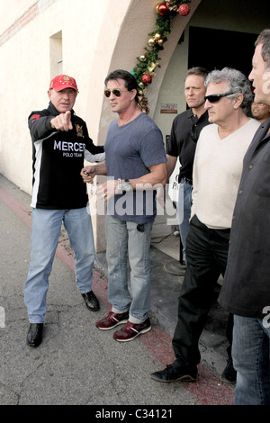 Sylvester Stallone and Frederic Prince Von Anhalt Frederic Prince Von Anhalt pulls up in his new Drop-Top Rolls Royce Phantom Stock Photo