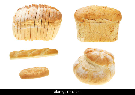 Selection of bread loaves and rolls Stock Photo