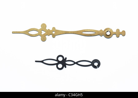 deconstructed old clock arrows on white background Stock Photo