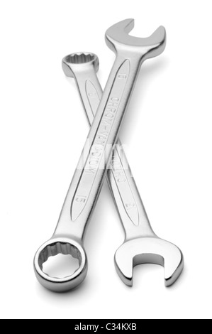 Pair of spanners, isolated on a white background Stock Photo