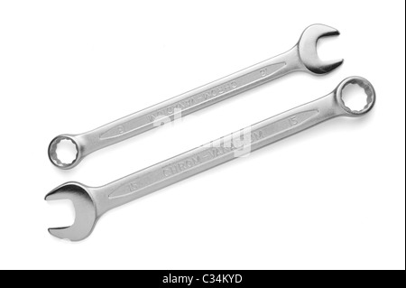 Pair of spanners, isolated on a white background Stock Photo