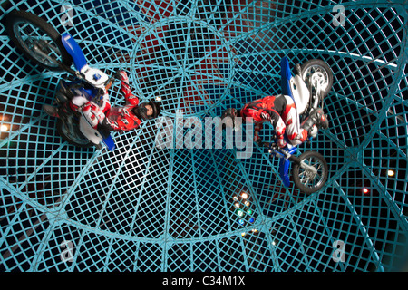 Circus Ball of Death motorcycle stunt team Stock Photo