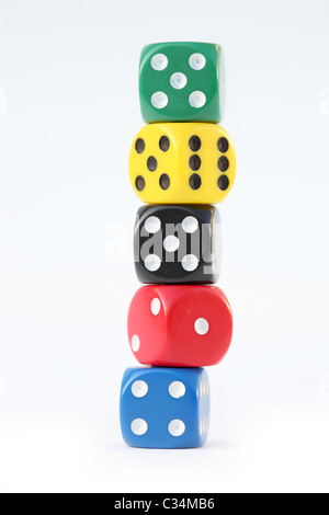 Multi colored dice Stock Photo