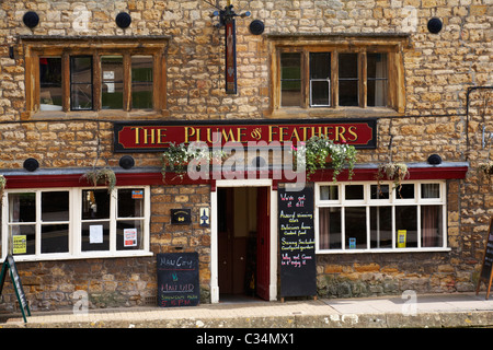 The Plume & Feathers pub at Sherborne, Dorset UK in April Stock Photo