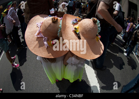 Thousands turn out on a warm and sunny Easter Sunday in New York on April 24, 2011 for the annual 'parade' Stock Photo