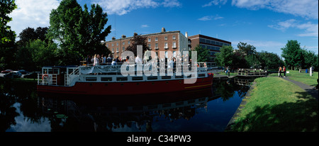 Dublin,Co Dublin,Ireland;A Barge Party By The Grand Canal Stock Photo