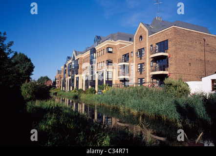 Dublin,Co Dublin,Ireland;Apartment Building With Stream Behind It Stock Photo