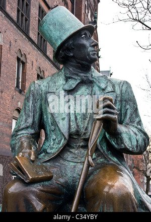 Bronze statue of great Danish fairytale author writer Hans Christian Andersen Copenhagen Denmark Scandinavia Stock Photo