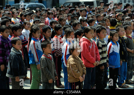 Chinese primary school students in remote countryside in Duan county,  Guangxi, China. 19-Apr-2011 Stock Photo