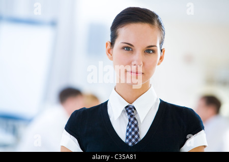 Photo of serious female looking at camera Stock Photo