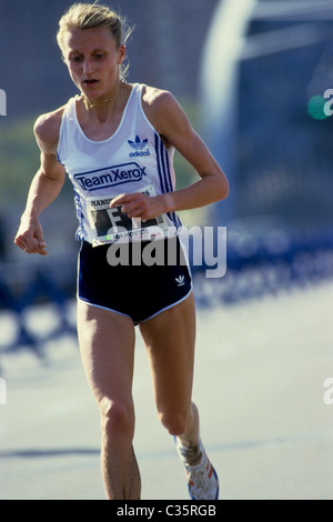 Grete Waitz (NOR) at the 1985 New York City Marathon Stock Photo