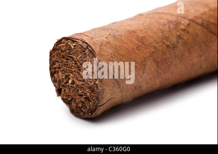 Cigar tip isolated on a white background Stock Photo