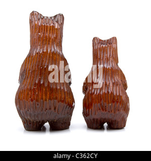 Pair of German black forest carved wooden bears. Stock Photo