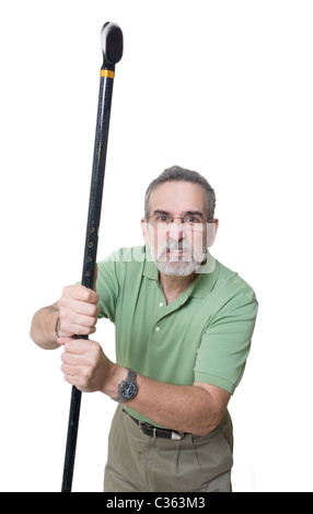 Angry man with Cane Stock Photo