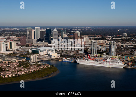 aerial view above Tampa Florida skyline Stock Photo