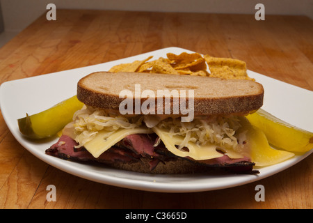 A Reuben sandwich Stock Photo