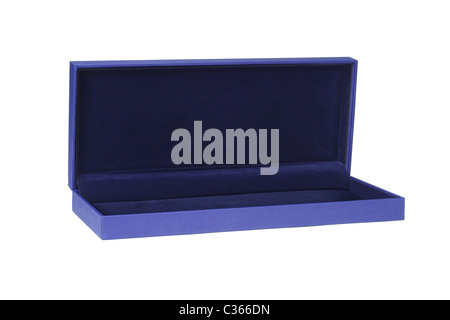 Open empty blue rectangular shape gift box on white background Stock Photo