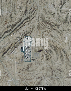 aerial map view above Kern River Oil Field San Joaquin valley Bakersfield Oildale California Stock Photo