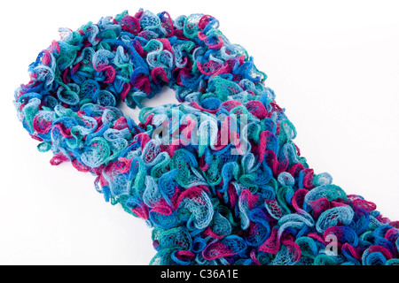 handmade multicolor scarf on the white background Stock Photo