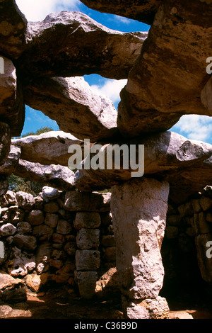 Enclosure at Torre d'en Gaumes ancient settlement Menorca island Stock Photo