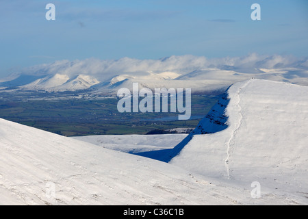 Cribin in the Brecon Beacons covered in snow Stock Photo