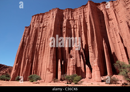 Steep sandstone cliffs in the Talampaya National Park, La Rioja, Argentina Stock Photo