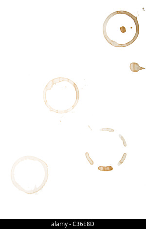 four coffee rings made by coffee cup Stock Photo