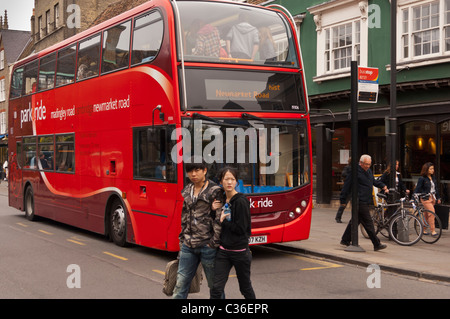 A park & ride bus in Cambridge , Cambridgeshire , England , Britain , Uk Stock Photo