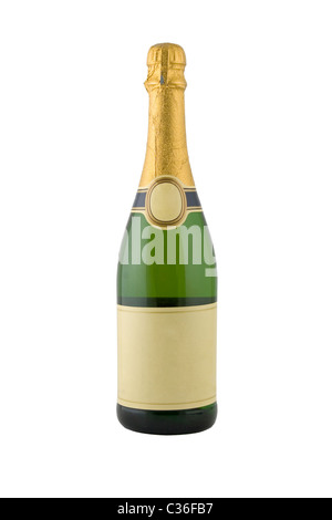 front view of green bottle of champagne Stock Photo