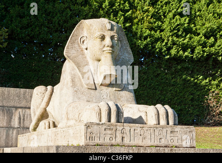 Egyptian sphinx statue at Crystal Palace at the site of the former Crystal Palace building in Sydenham, South London Stock Photo