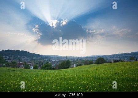 Bath City Skyline from Bathwick Hill in Spring. Somerset. England. UK. Stock Photo