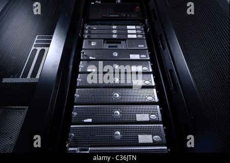 Low angle shot of server room Stock Photo