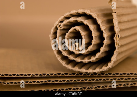 close-up of spiral made from brown cardboard Stock Photo