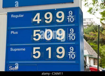 WASHINGTON, DC USA - Gasoline price sign at Exxon service station Stock Photo