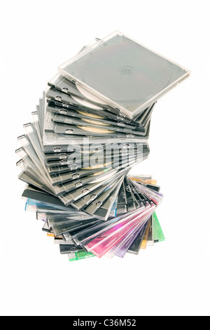 cd dvd piled up on white background Stock Photo