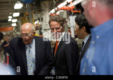 Treasury Secretary Timothy Geithner Visits Chrysler's Jefferson North Assembly Plant Stock Photo
