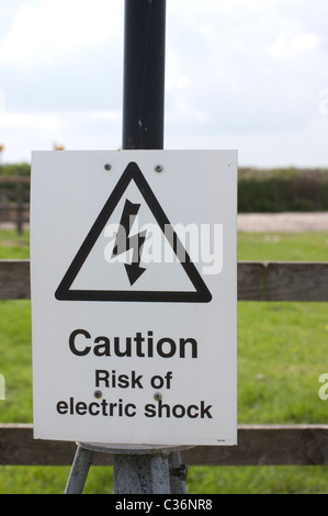 Warning Sign on and electrical installation Stock Photo