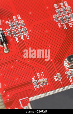 Red Circuit Board close up shot for background Stock Photo - Alamy